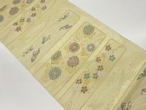 荒波に流水・花々模様織出し袋帯